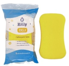 Губка для тела банная поролоновая мягкая для ежедневного ухода RILLY  "DELI", цвет желтый, 15.5*9.5*5
