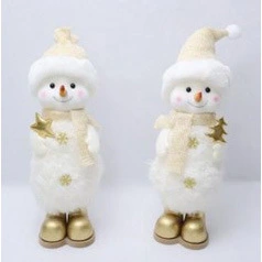 Фигурка новогодняя Счастливый снеговик 36 см, золото_3