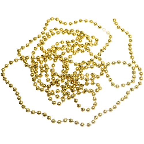 Бусы на елку 2,7м Шарик d-6мм  в тубе, золото_1