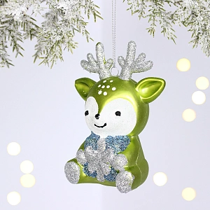 Ёлочная игрушка "Весёлый оленёнок" 8*5.5*11.5 см, Салатовый