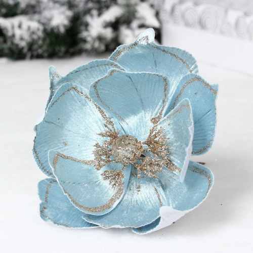 Украшение новогоднее "Пуансеттия - Симфония" 21 см, Голубой