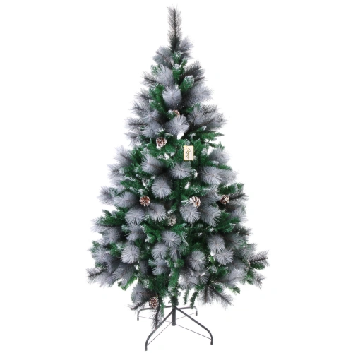Ёлка "Богемия" 150 см, ПВХ+Леска, шишки, белое напыление (400 веток)