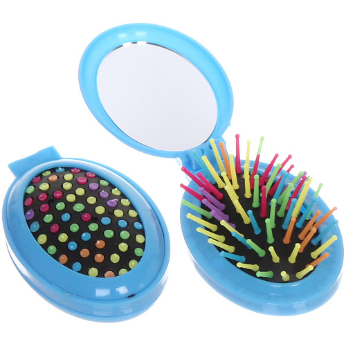 Расческа массажная складная Your hair style с зеркалом, овал, разноцветные зубья, микс 4-5 цветов, 5,417см_9