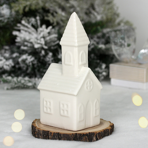 Украшение новогоднее GLOSS "Белоснежная часовня" 8.5*7.5*20 см, Белый