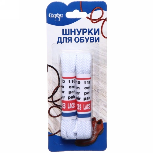 Шнурки для обуви "Селфи", плоское сечение, цвет белый, 2 пары, 110см✦