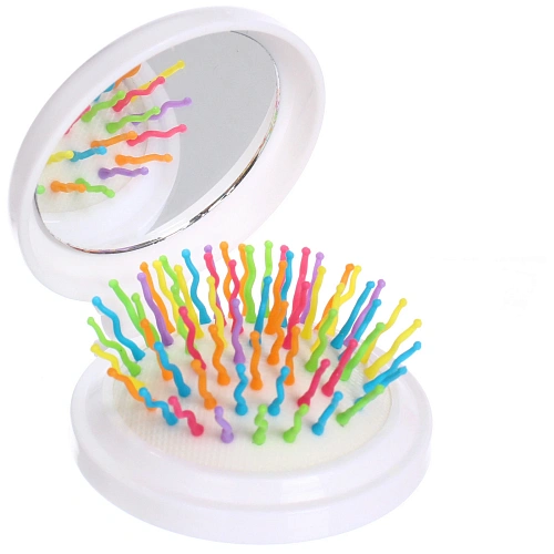 Расчёска массажная складная с зеркалом Новогодний Дед Мороз, цвет микс, d-6см_20