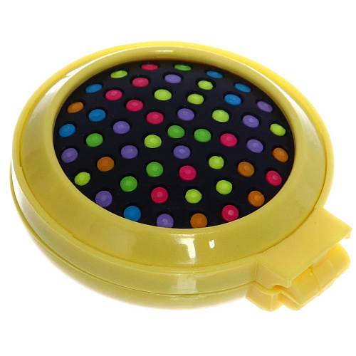 Расческа массажная складная с зеркалом, круглая, разноцветные зубья, d-6,5см_7