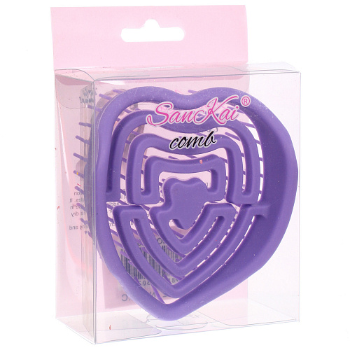 Расческа массажная компактная для влажных волос МИРА, цвет фиолетовый, 8,59см (PVC коробка)_4
