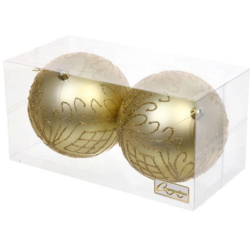 Новогодние шары 10 см (набор 2 шт) Загадочная мечта, золото_3