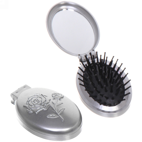 Расческа для волос массажная складная с зеркалом Beauty Room, овал, узор розочка, микс 4 цвета, 95,5см_9