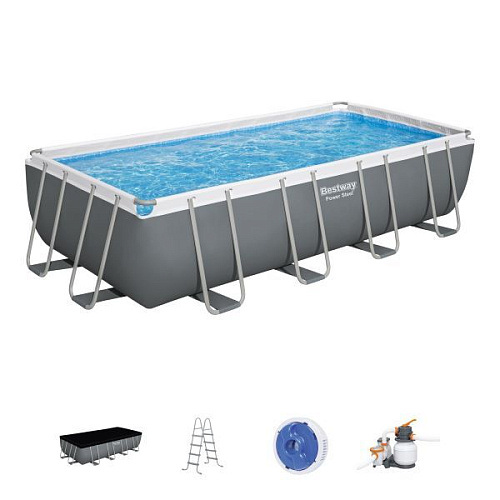 Бассейн каркасный Power Steel Rectangular прямоугольный 549*274*122 см + 3 аксессуара Bestway (56466)