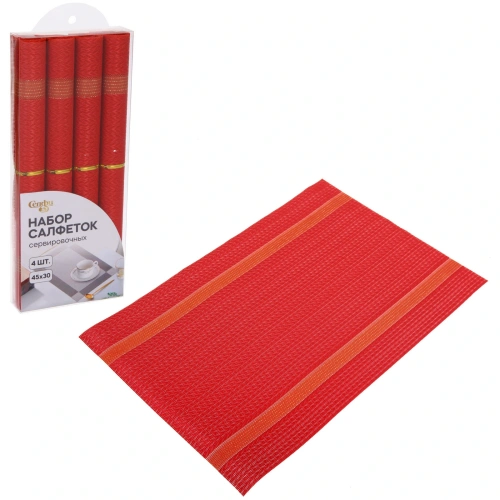 Набор салфеток на стол 30*45см 4шт "Гармония" красный