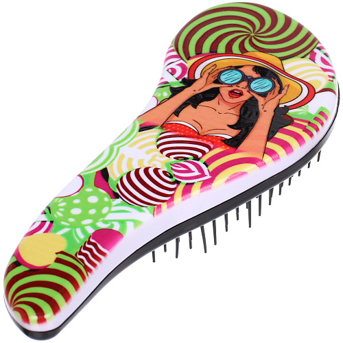 Расческа массажная компактная ФАНТАТА, микс 4 дизайна, 187,5см (PVC коробка)_5