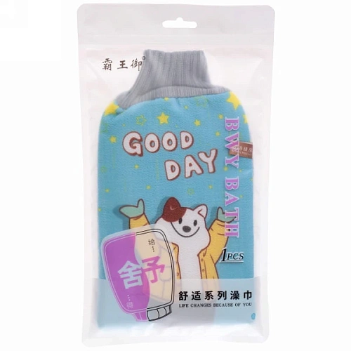 Мочалка-варежка для тела Ultramarine - Good Day, цвет голубой, 1522см, Zip пакет_5