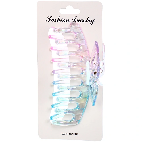 Заколка-краб для волос Мон Пион, бабочка, микс 6 цветов, 11см (Блистер)_7