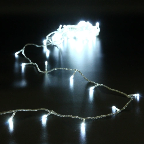 Гирлянда для дома  9,5м 100 ламп LED прозрач.пров.,8 реж, IP-20, Белый (возможность соединения)