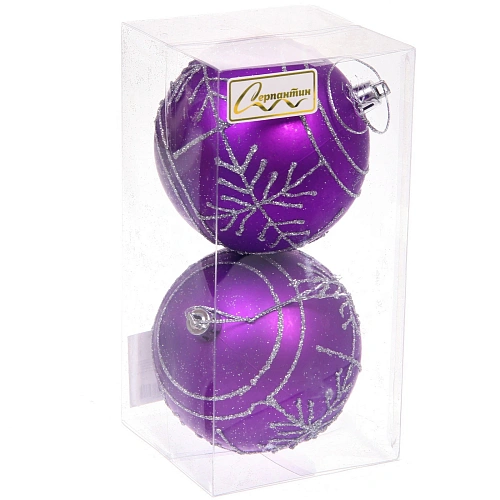 Новогодние шары Сияние 8 см (набор 2 шт), Фиолетовый_6