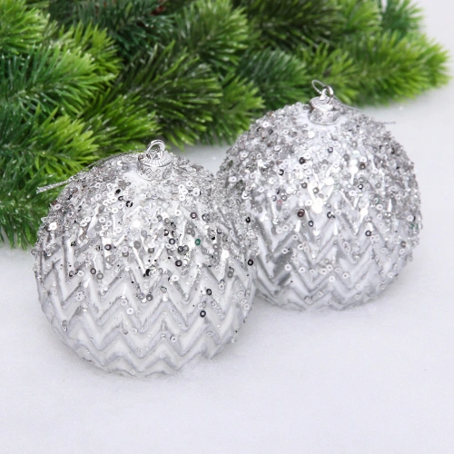 Новогодние шары VERSAILLES "Кассиопея" 10 см (набор 2 шт), Серебро