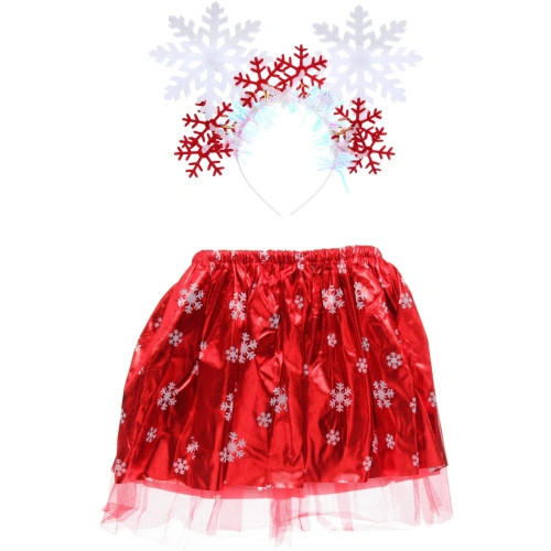 Карнавальный костюм "Снежинка" (юбка,ободок), Красный