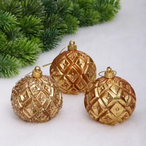 Новогодние шары VERSAILLES "Калипсо" 8 см (набор 3 шт), Розовое золото