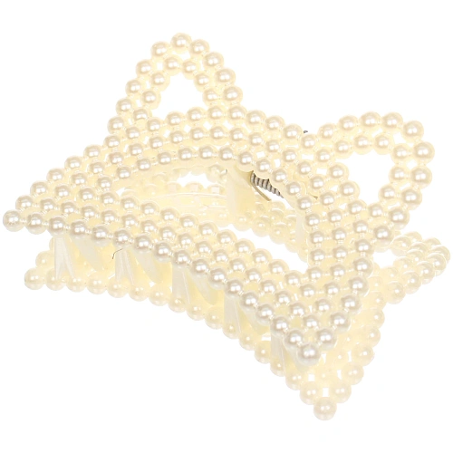 Заколка-краб для волос Мон Пион, кошечка, цвет белый, 7,5см (Блистер)_3