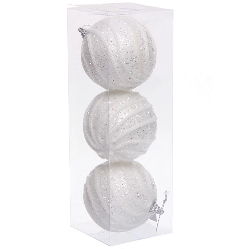 Новогодние шары GLAME - Блестящий мир 8 см (набор 3 шт), Белый_3