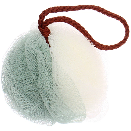 Мочалка - шар "Premium - PORTENO", цвет белый / серый, 50гр, (ZIP пакет)