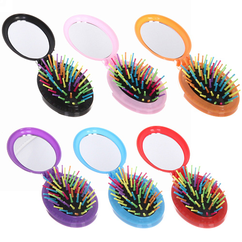 Расческа массажная складная Your hair style с зеркалом, овал, разноцветные зубья, микс 4-5 цветов, 5,417см_6