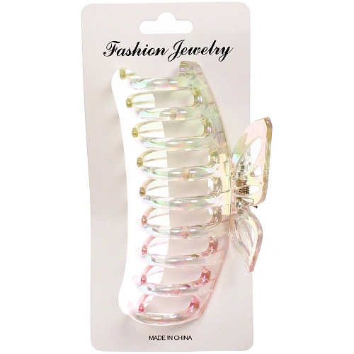 Заколка-краб для волос Мон Пион, бабочка, микс 6 цветов, 11см (Блистер)_6