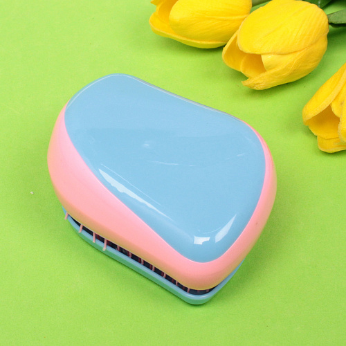 Расческа массажная компактная Harizma, цвет голубойрозовый, в пластиковой коробке, 86см_4