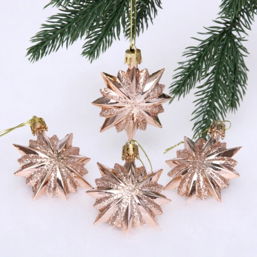 Ёлочные игрушки "Таинственное очарование" Звезда остроконечная 6 см (набор 4 шт), шампань