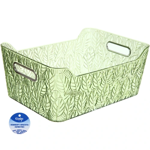 Корзина для хранения "ЛАМИНГТОН ФЛО", цвет зеленый, 35*25*15см (лейбл Селфи)
