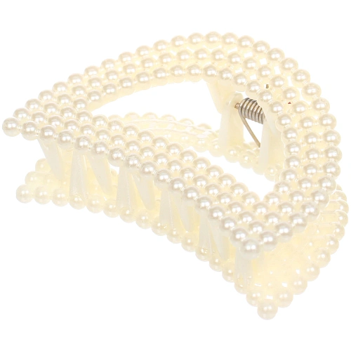 Заколка-краб для волос Мон Пион, сердечко, цвет белый, 7,5см (Блистер)_4