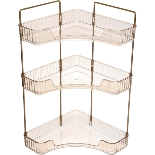 Полка для ванны угловая тройная "Фреш"бежевая 25,7х44,5х25,7см