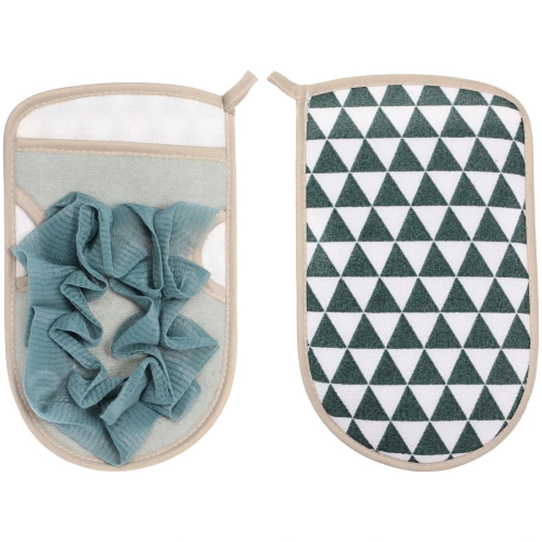 Мочалка - варежка с нейлоном "Premium - Paradise", цвет серый / синий, 22*14см (ZIP пакет)