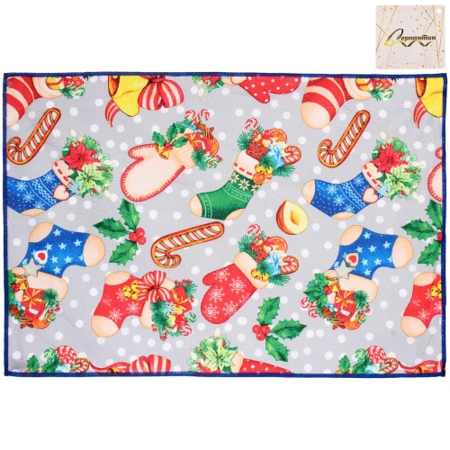 Полотенце кухонное "SPARKLE - Новогодние игрушки" 40*58 см, микрофибра 210 гр/м2
