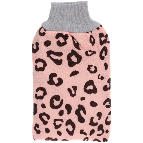 Мочалка - варежка скрaабирующая  "Premium - LEOPARD", цвет пудровая роза, 24*15см  (ZIPпакет)