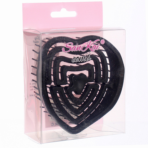 Расческа массажная компактная для влажных волос МИРА, цвет черный, 8,59см (PVC коробка)_4