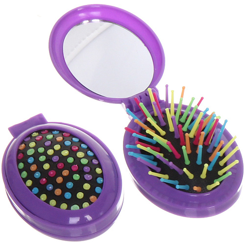 Расческа массажная складная Your hair style с зеркалом, овал, разноцветные зубья, микс 4-5 цветов, 5,417см_8