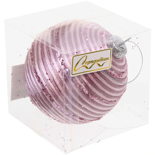 Новогодний шар Переплетение нитей 8 см, Розовое золото_3