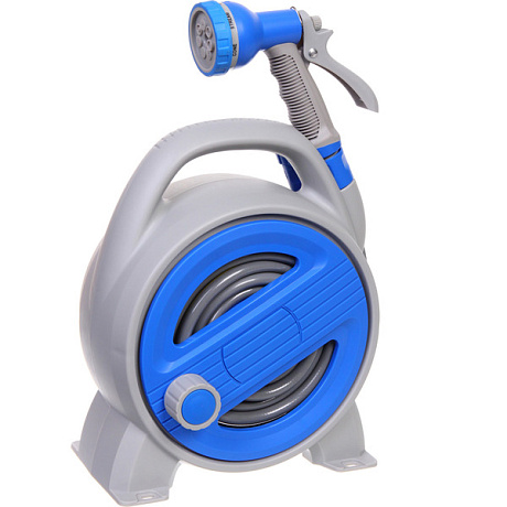 Катушка "Grower" со шлангом 1/2" и адаптерами, 10м серо-синяя AM5045