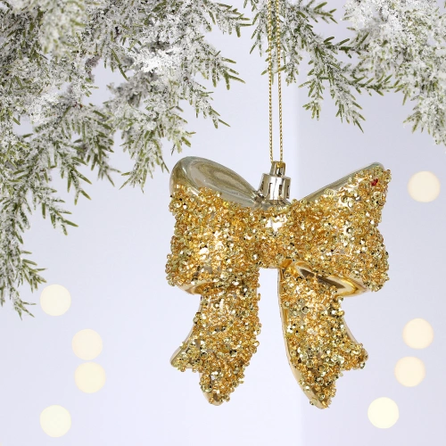 Ёлочная игрушка "Бант" 8.5*3*9.2 см, Шампань