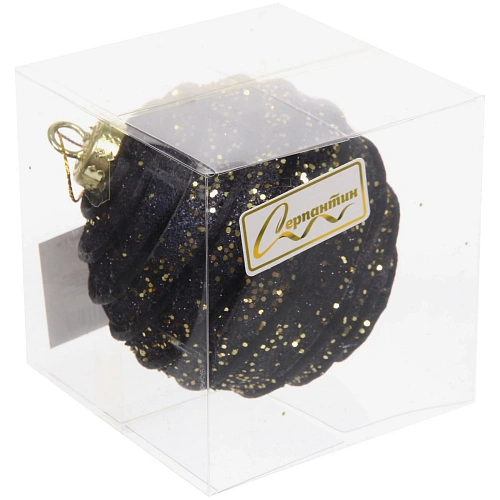 Новогодний шар Изысканный блеск 8 см, ЧёрныйЗолото_3