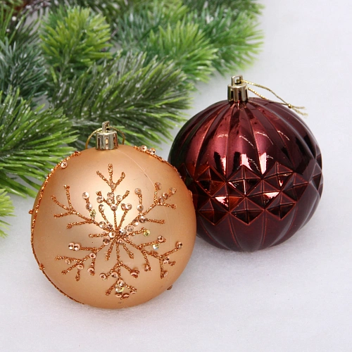 Новогодние шары Волшебный бал 8 см (набор 6 шт), ШоколадШампань_7