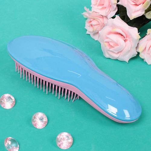 Расческа массажная компактная Manhattan style, цвет голубойрозовый, 20,57,5см_3