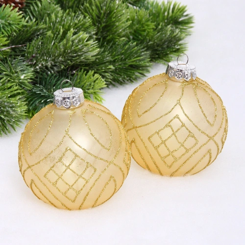 Набор шаров "Загадка" 10 см (в наборе 2 шт), Золото