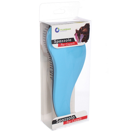 Расческа массажная Компактная-капля, цвет голубой, в коробке, 18см_5