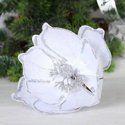 Украшение новогоднее "Пуансеттия - Симфония" 21 см, Белый