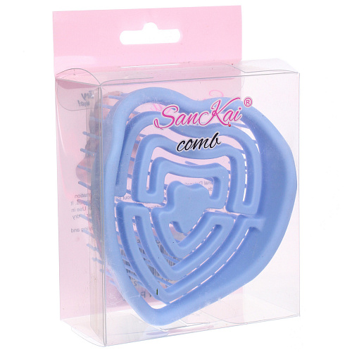 Расческа массажная компактная для влажных волос МИРА, цвет голубой, 8,59см (PVC коробка)_4