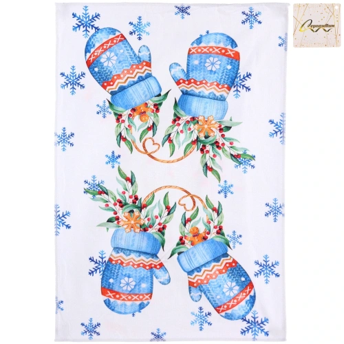 Полотенце кухонное "Winter - Варежки" 40*57 см, микрофибра 200 гр/м2